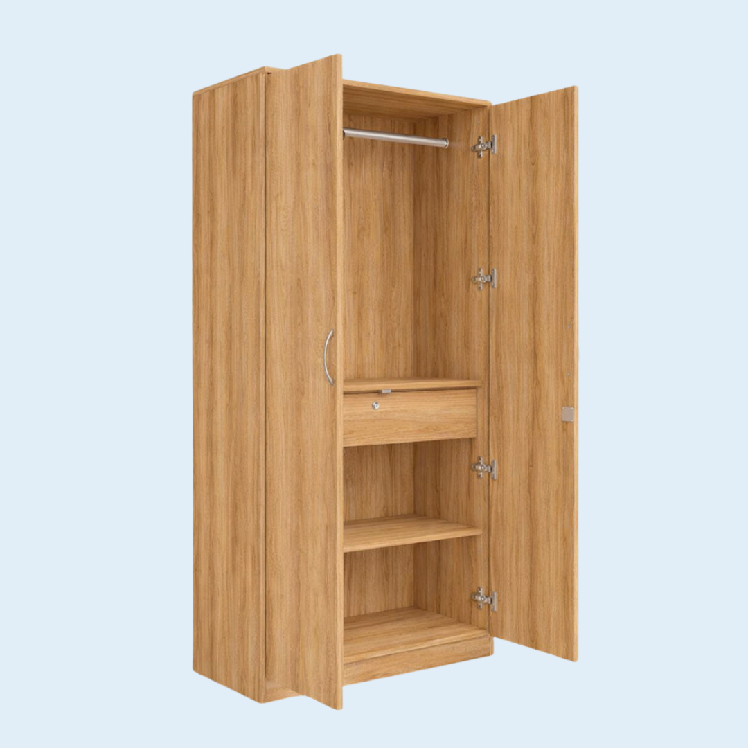 2 Door Wardrobe with Drawer and 1 Hanging Space + Free Sample Kit