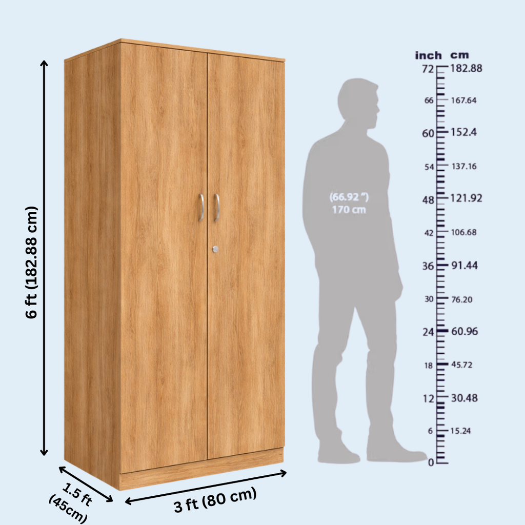 2 Door Wardrobe with Drawer and 1 Hanging Space + Free Sample Kit