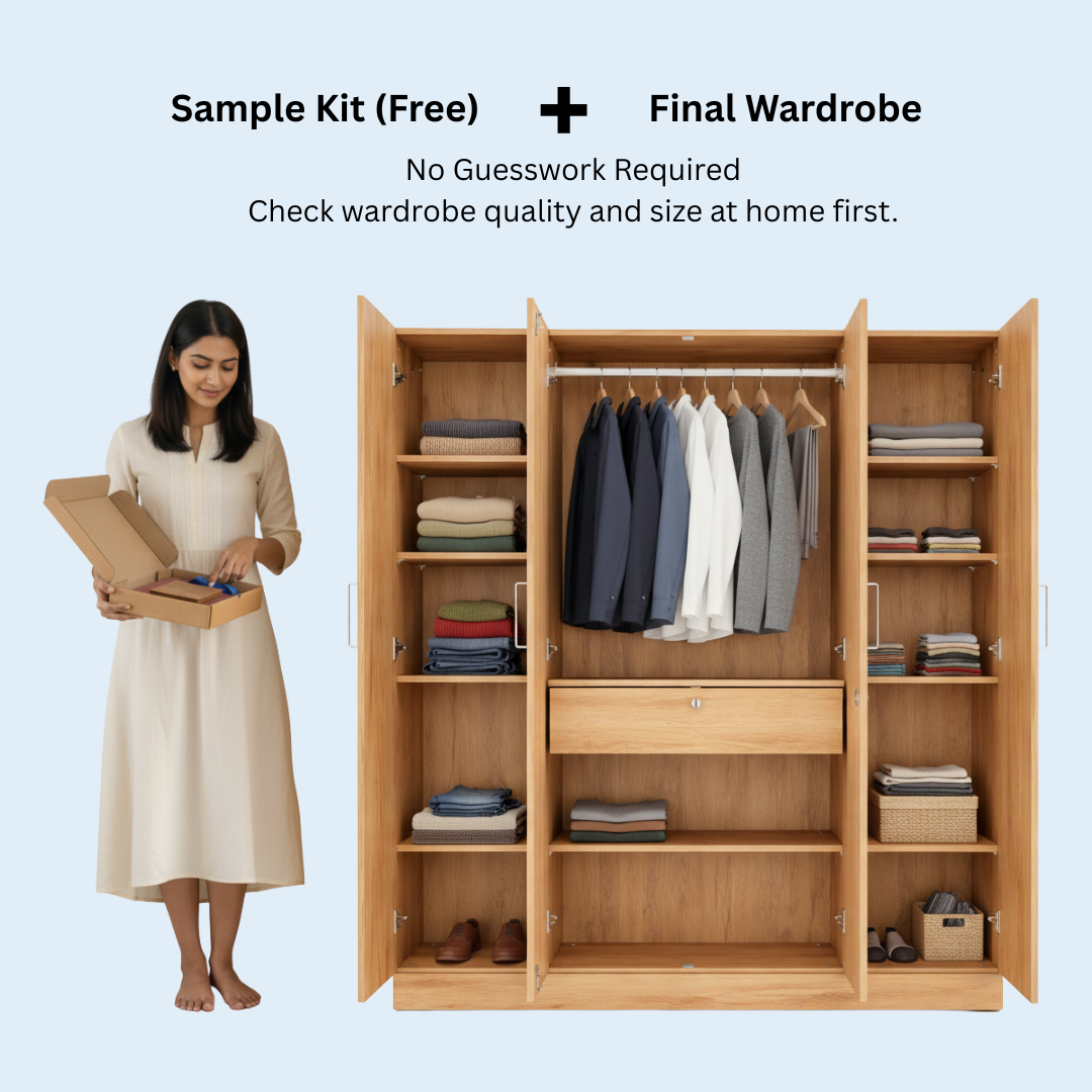 4 Door Wardrobe with Drawer and 1 Hanging Space + Sample Kit
