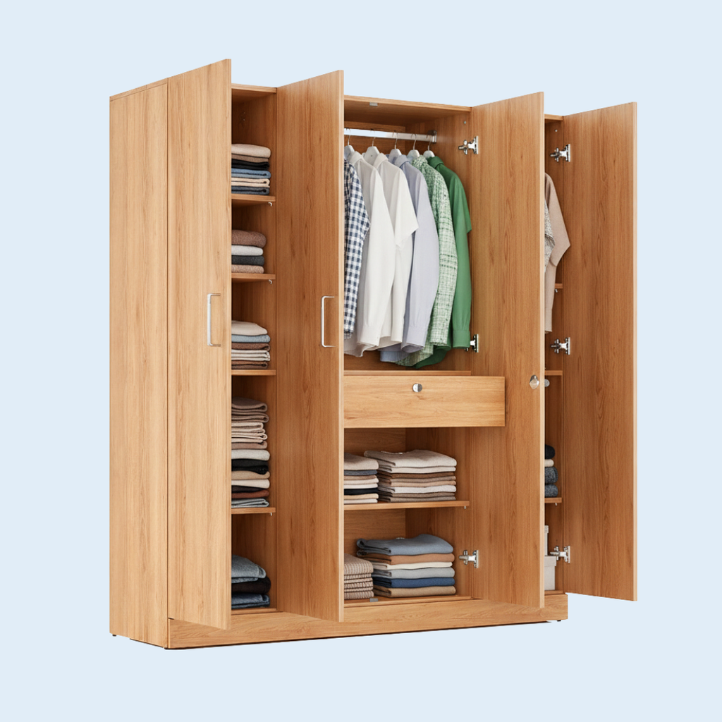 4 Door Wardrobe with Drawer and 1 Hanging Space + Sample Kit