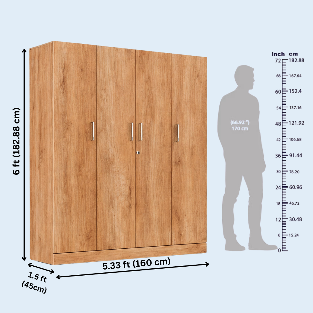 4 Door Wardrobe with Drawer and 1 Hanging Space + Sample Kit