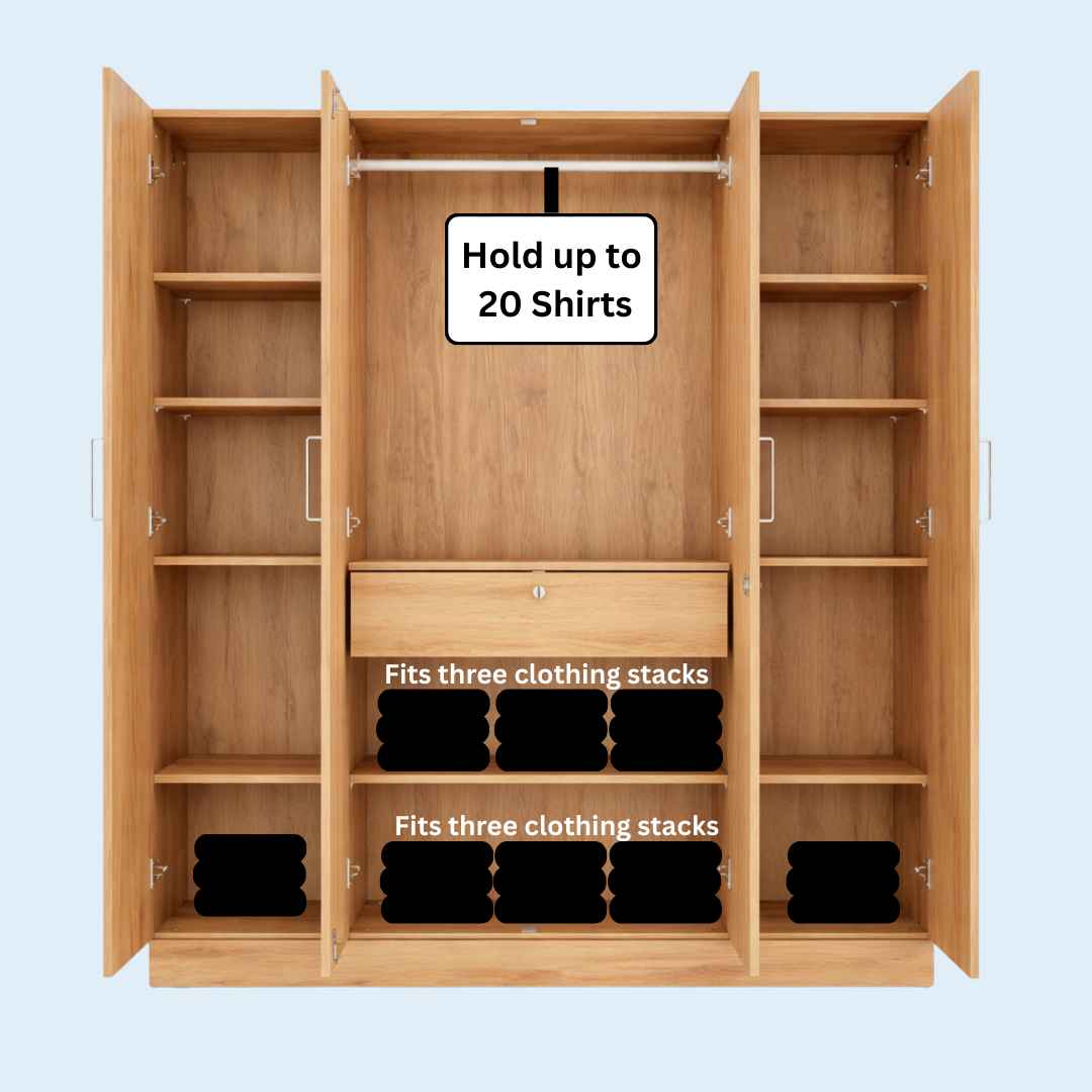4 Door Wardrobe with Drawer and 1 Hanging Space + Sample Kit