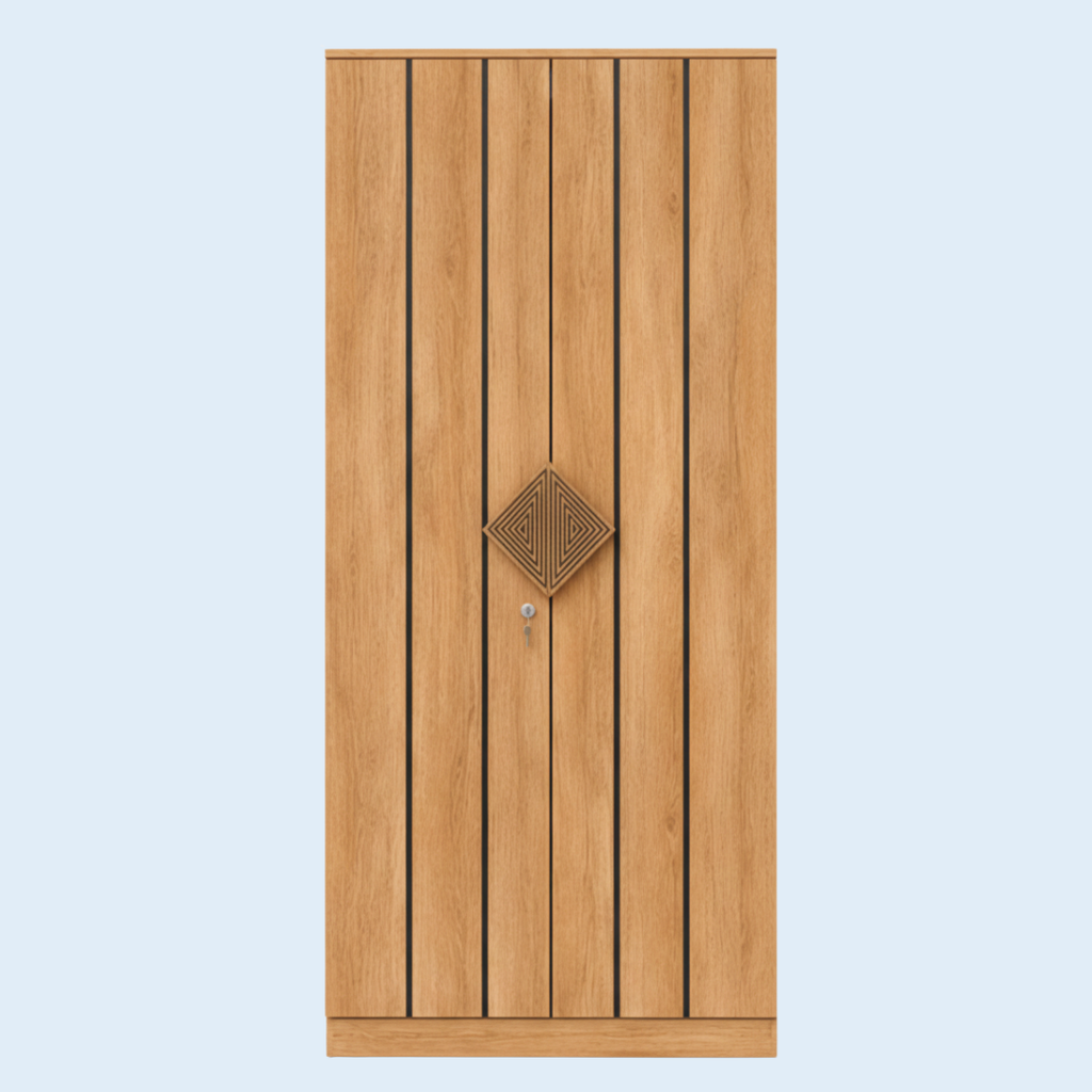 2 door wardrobe with drawer with crafted handle + Free sample kit