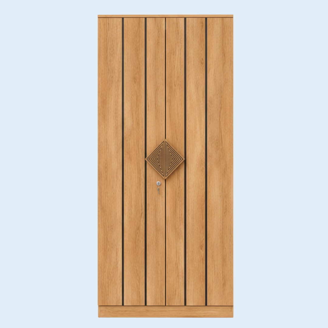 2 door wardrobe with drawer with crafted handle + Free sample kit