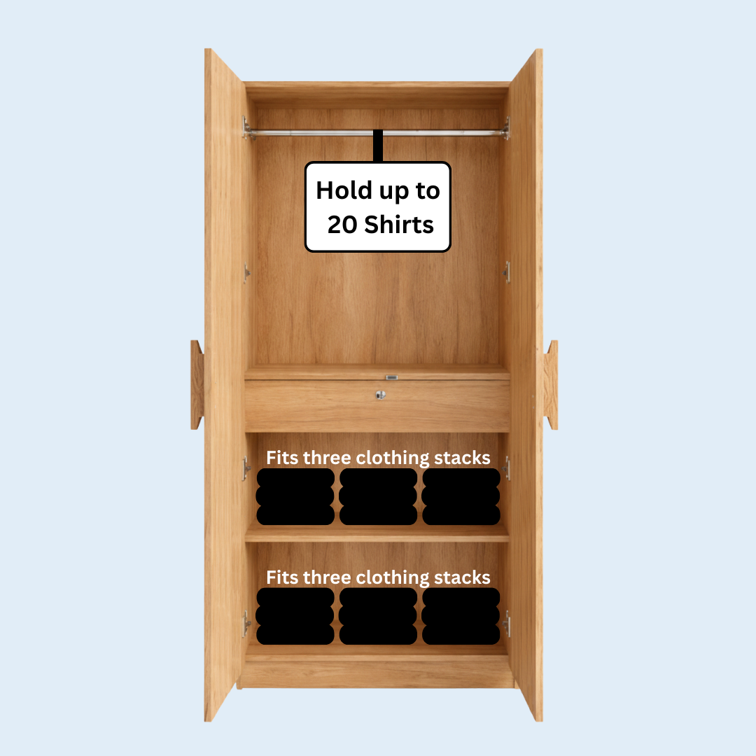 2 door wardrobe with drawer with crafted handle + Free sample kit