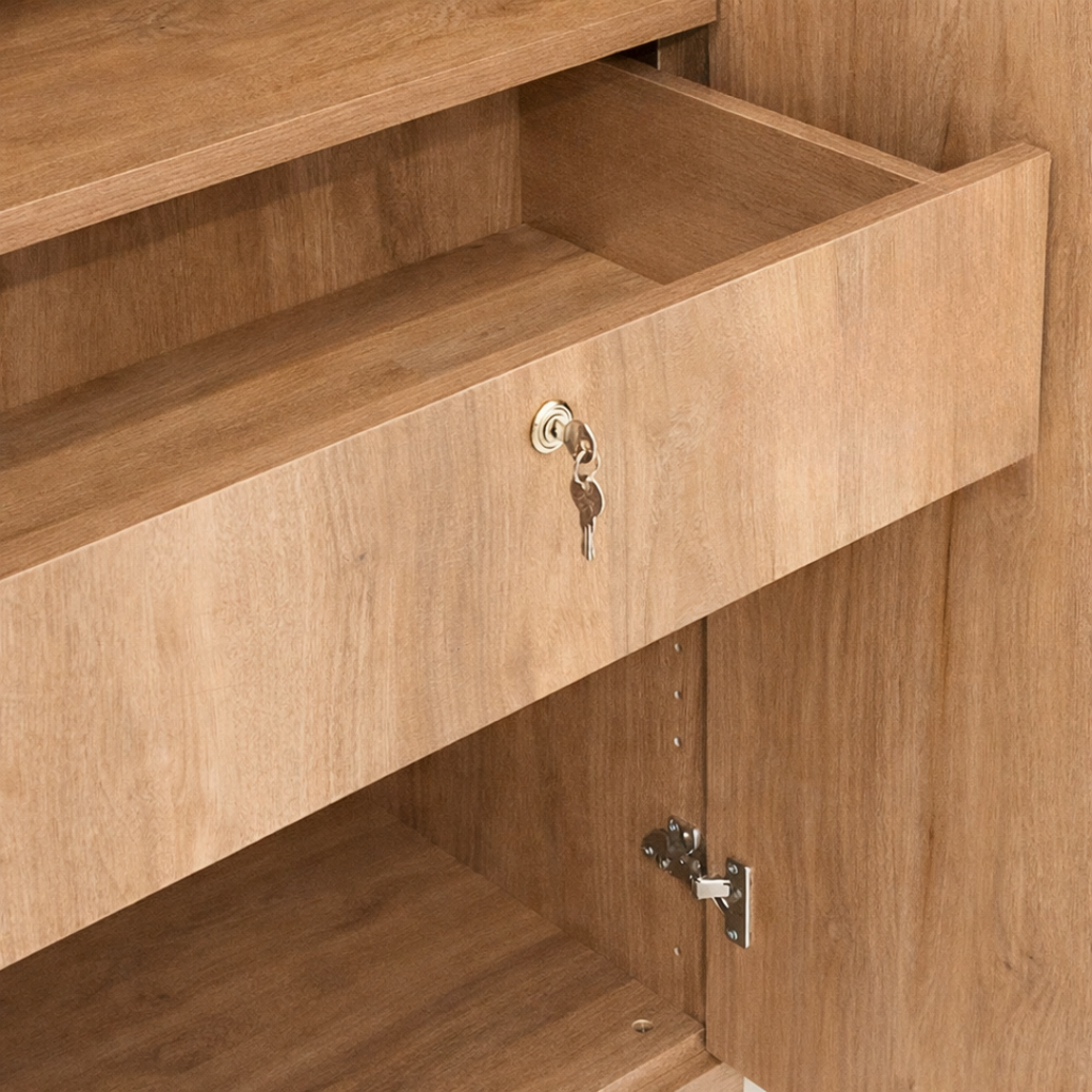 2 door wardrobe with drawer with crafted handle + Free sample kit
